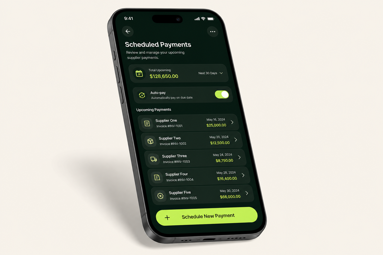 App Toka Flow con pagos programados a proveedores